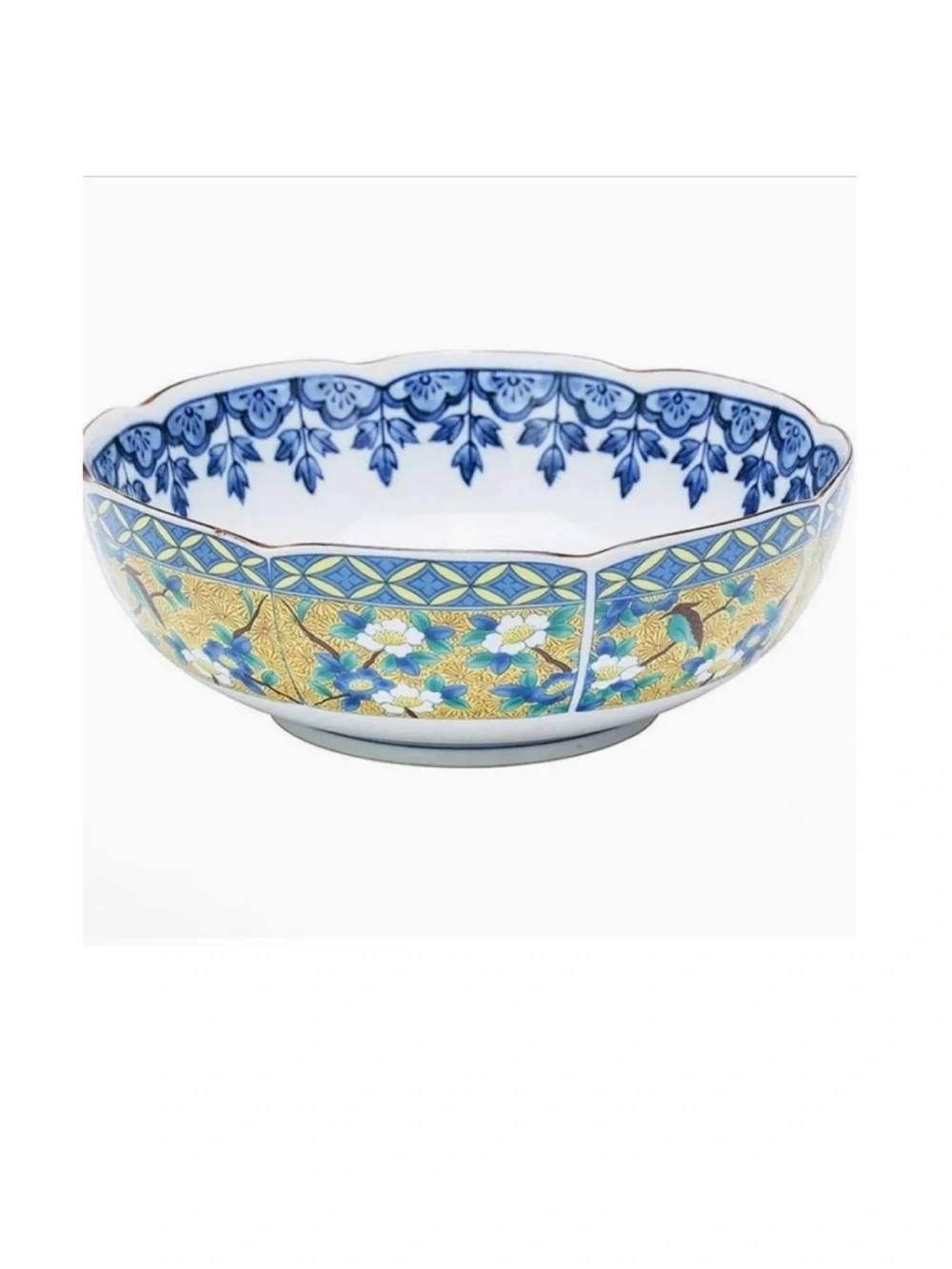 NWOT- Retro Bowl - Scalloped Porcelain Floral Bowl